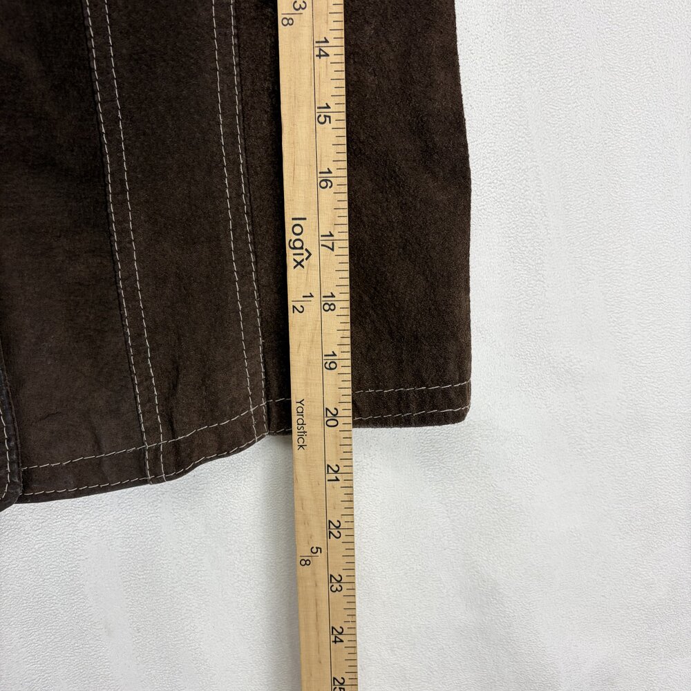 Zebra Leather Women's Brown Suede Snap Jacket Size M - Picture 10 of 10